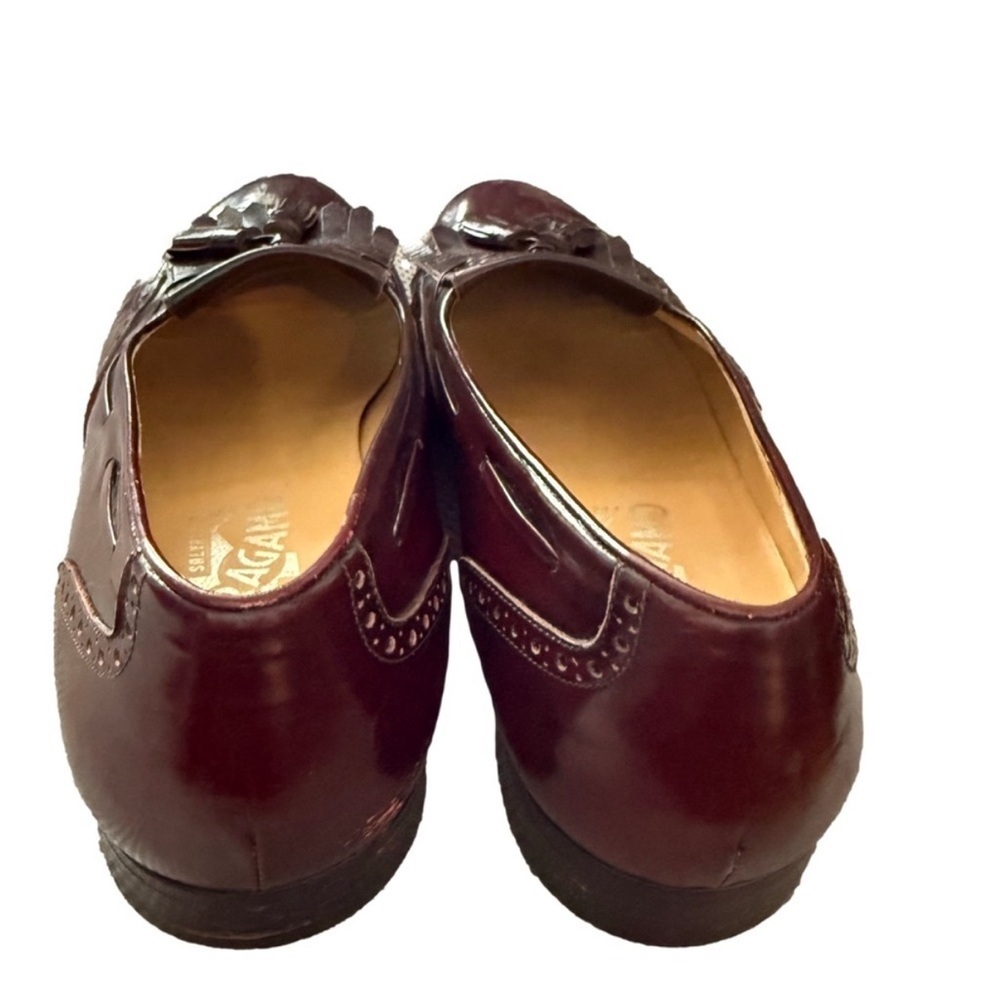 Salvatore Ferragamo Tassel Loafers Burgundy Leather 9D - Picture 3 of 11